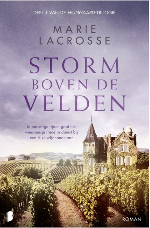 Storm boven de velden – boekcover – Marie Lacrosse – ISBN 9789049203313 – paperback – als nieuw