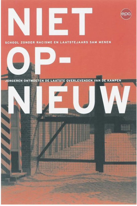 Niet Opnieuw: jongeren ontmoeten de laatste overlevenden van de kampen – boekcover – NB – ISBN 9789064454455 – paperback – als nieuw
