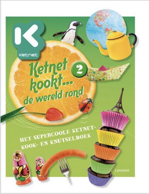 Ketnet kookt...de wereld rond: het supercoole ketnet-kook- en knutselboek – boekcover – NB – ISBN 9789020991000 – hardcover – als nieuw