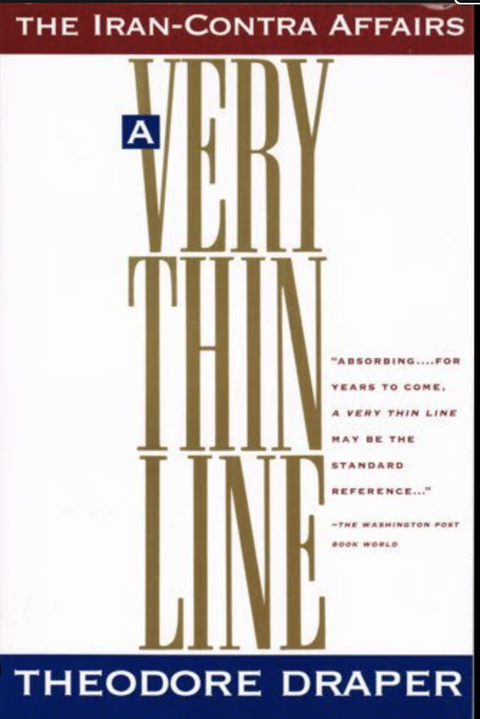 A Very Thin Line: The Iran-Contra Affairs – boekcover – Theodore Draper – ISBN 9780671778149 – Paperback – als nieuw