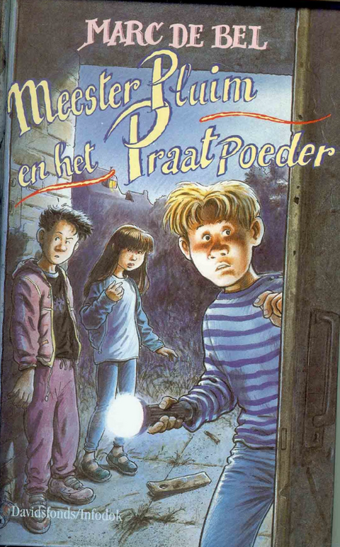 Meester Pluim en het praatpoeder – boekcover – Marc de Bel – ISBN 9789065658289 – Hardcover – Als nieuw