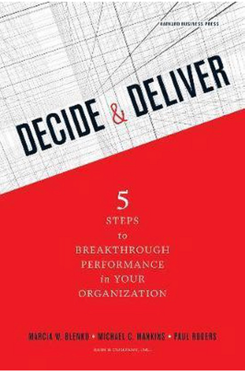Decide and Deliver: Five Steps to Breakthrough Performance in Your Organization – boekcover – Marcia Blenko – ISBN 9781422147573 – Hardcover – Als Nieuw